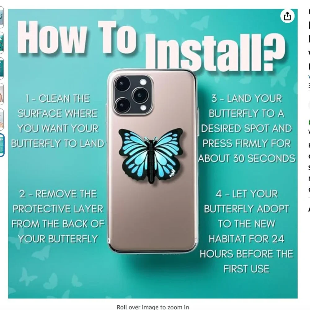 WingHolders Cute Butterfly Phone Grip Socket: Phone Holder & Collapsible Stand